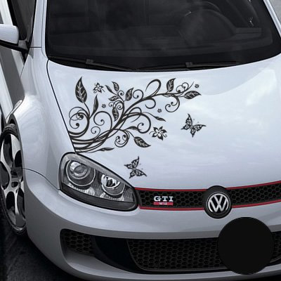 Klebesüchtig A456 Blumenranke Autoaufkleber + 3 Schmetterlinge 77cm x 50cm schwarzmatt (Farb-/Größenwahl)
