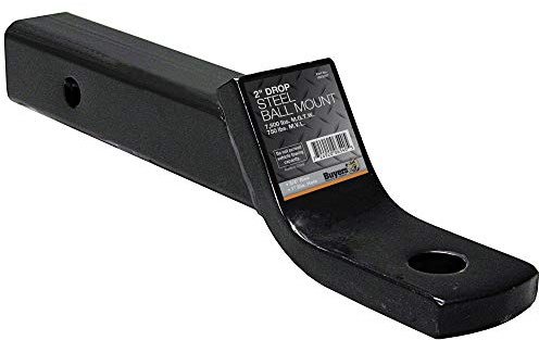 Buyers Products 1803007 Trailer Hitch Ball Mount, Fits 2-Inch Receiver, 2-Inch Drop, 3/4-Inch Rise, 10-Inch Long, 7,500 MGTW, 750 MVL, Accepts 1-Inch Diameter Shank Towing Balls, Black Powdercoat