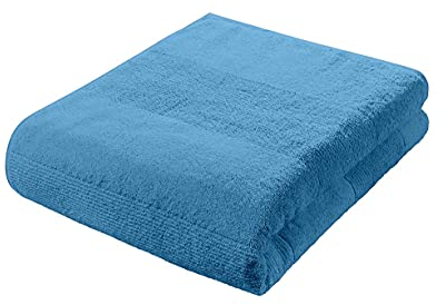 fleuresse Frottier 2828 großes Badetuch, mit Streifenbordüre und Kordelaufhänger, Ökotex Standard 100, Gewicht 550 gr. pro m², 90 x 200 cm, Indigo blau