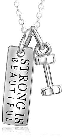 Damen Sterling Silber Bodybuilding GYM Fitness Kette Hantel Kettenlänge:45 cm inkl. Geschenkverpackung