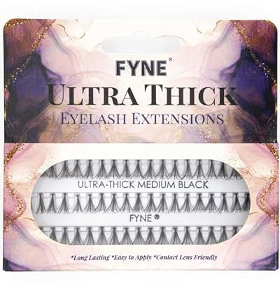 FYNE Individual Eyelashes, Black [60 Pcs, Ultra Thick Medium 10mm, Single Pack] Individual lashes, Eyelash Extensions, Natural Look, Volume Cluster Lashes, False Lash Cluster