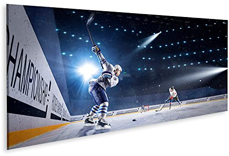 islandburner Bild auf Leinwand Eishockey Spieler Puck Angriffe Bilder Wandbilder Poster