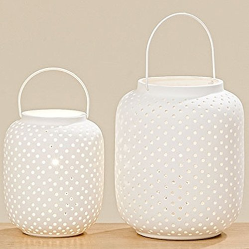 Lampe Laterne Porzellan Weiss H22cm | Dekorativ