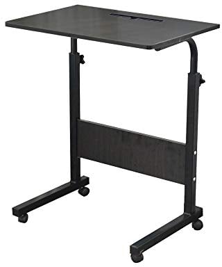 sogesfurniture Scrivania Mobile PC per Studio o Lavoro, Tavolino Laptop 60x40cm a Casa o Ufficio con 4 Ruote Mobili, Altezza Regolabile 71-90cm, Portatile Tavolo Laptop Notebook PC, Nero 05#3-60BK-BH