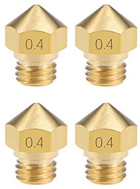 sourcing map 0.4mm 3D Printer Nozzle Head M7 Thread Replacement for MK10 1.75mm Extruder Print, Brass 4pcs