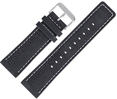Hugo Boss Uhrenarmband 24mm Leder Schwarz - 659302652