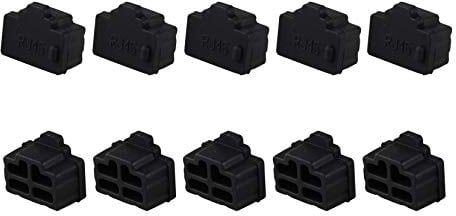 Futheda 10Pcs Silicone Ethernet Hub Port RJ45 Anti Dust Cover Cap Protector Connector Plug Compatible with Computer TV Router Black