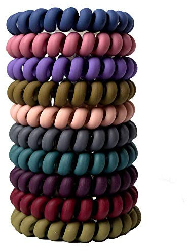 Spiral Hair Ties No Crease, OCHILIMA 10PCS Colorful Coil Hair Ties for Women Phone Cord Hair Ties Elastics Accessories, Matte Phone Cord Hair Ties, Waterproof Hair Coils for Women Girls