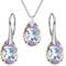 Panda-Jewellery Ohrringe Silber 925 Hängend - Kette Damen mit Anhänger - Schmuck Set für Sie - mit Kristallen - Ohrringe Hängend und Halskette Damen Silber 925 in Form eines Tropfes (Vitrail Light)
