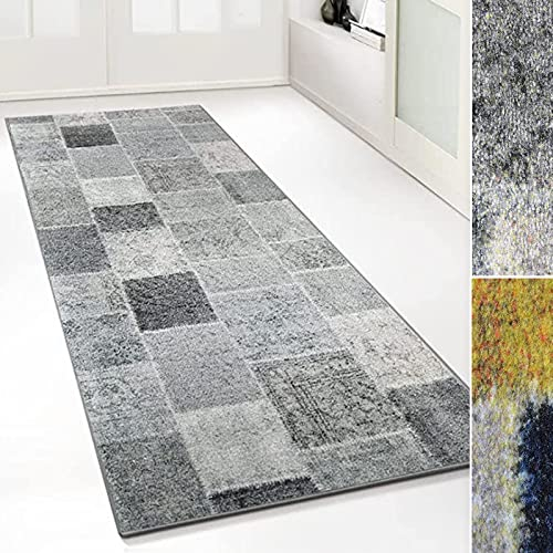 Teppich-Läufer auf Maß Monsano - Moderner Wohnteppich für Flur, Küche, Schlafzimmer - Meterware - rutschfest, robust & pflegeleicht (Anthrazit, 80 x 300 cm)