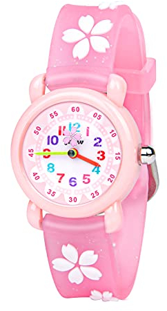 Vicloon Kinderuhr Wasserdicht Armbanduhr für Kinder Quarzwerk 3D Cartoon Design Digital für 3 bis 11 Jahre Mädchen Jungen, Rosa Druck, gürtel