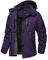 TACVASEN Damen Wasserdichte Jacke Winter Skifahren Outdoor Walking Fleece Mantel mit Abnehmbarer Kapuze, Dunkelviolett, XXL