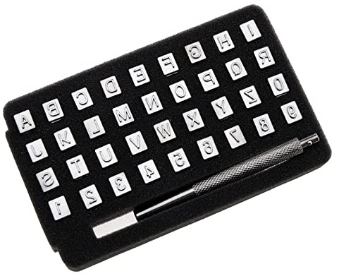 Create idea 37 Stück 6 mm Buchstaben Alphabet (A-Z) und Zahlen (0-9) Stanzwerkzeug Sattelherstellung Werkzeuge Lederhandwerk Schnitzen Prägestempel für DIY Lederhandwerk Drucken