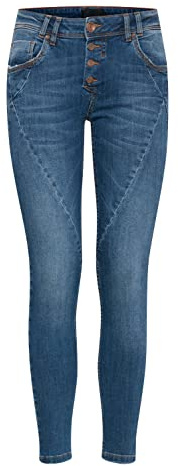 PULZ JEANS PZROSITA Damen Jeans Denim Hose Skinny Leg Regular Waist 5-Pocket mit Knopfleiste Skinny Fit mit Stretch, Größe:26, Farbe:Medium Blue Denim (5001901)