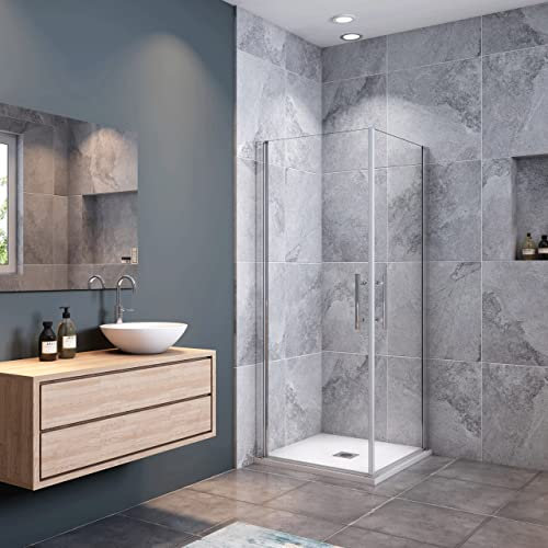 Box Doccia Angolare Due Porte a Battente 90x90x185 cm Rotazione di 180 Gradi Vetro Temperato Anticalcare 6 mm