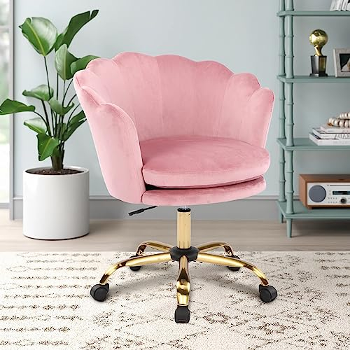 WOLMICS Bürostuhl Ergonomisch,Schreibtischstuhl 150kg aus Samt für Homeoffice,Höhenverstellbarer Drehstuhl mit Gepolsterter,Schminktisch Stuhl für Schlafzimmer