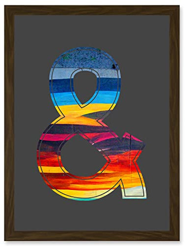 Wee Blue Coo Symbol & And Ampersand Sign Abstract Landscape Bright Decorative Graffiti Mural Alphabet Initial Stencil Artwork Framed Wall Art Print A4
