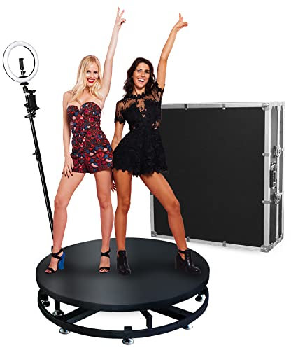 DOEL 360 Photo Booth Machine 115cm for Party Streaming Wedding, with Doelbooth Software, Remote Control and Ring Light, Rotating Video Platform+ Flight Case