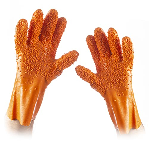 InnovaGoods - 2er Set Gemüse- und Obstreinigungshandschuhe, Ergonomisch, Wiederverwendbar, Für gesunde Ernährung, Orange, Standardgröße, PVC