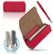 CABLE TECHNOLOGIES Custodia in Eco-Pelle di Alta Qualità compatibile con IQOS ILUMA, Astuccio in Tela e Pelle PU, Organizer, Cover/Borsello Sigaretta Elettronica, Accessori (Red)