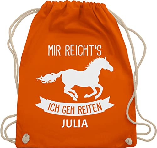Turnbeutel Rucksack - Pferd Pferde - Mir reichts ich geh reiten - Unisize - Orange - tasche zum reit sachen für mädchen pferden gehe beutel pferderucksäcke pferdemotiv reicht s stoffbeutel