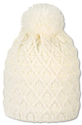 Sterntaler Baby - Mädchen Mütze Baby Bommelstrickmütze Raute, beige, 51