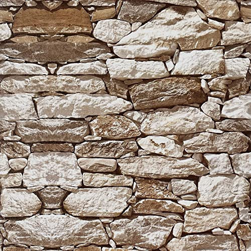 Orainege Stone Wallpaper Peel and Stick Wallpaper Brick Wallpaper 17.7inch×393.7inch Stone Contact Paper Vintage Brick Wallpaper for Kitchen Backsplash Self Adhesive Removable Decorative Wallpaper