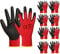 A406 24 Pair Red Nitrile Coated Work Gloves - Builder's & Gardening Gloves (Small)