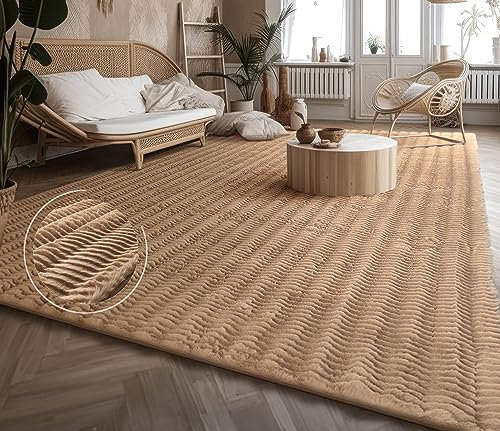 Paco Home Weicher Flauschiger moderner Bubble Wohnzimmer Teppich Hochflor Fell Geometrisches Design Hoch-Tief-Effekt, Grösse:120x160 cm, Farbe:Beige