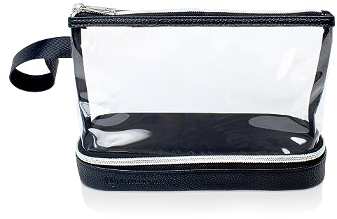 BUTLERBELL Kulturbeutel Transparent mit blickdichtem Teil ¦ Kulturtasche zum Transport von Flüssigkeiten ¦ Kosmetiktasche Durchsichtig ¦ Handgepäck-Reisezubehör ¦ Damen & Herren (Schwarz)