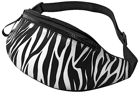 Bauchtasche mit Reißverschluss und Kopfhörerloch, mit verstellbarem Gürtel für Männer und Frauen, Zebramuster, Einheitsgröße
