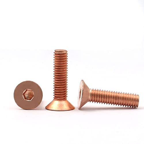 Vite di rame M3-M8 Vite a testa svasata a testa svasata in rame rosso Vite a testa piatta Bullone a esagono incassato Vite a macchina(16MM_M3 10PCS)