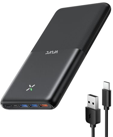 Power Bank 30000 mAh, VRURC 22.5W Ricarica Rapida Caricatore Portatile, USB C Compatto Powerbank, PD3.0 QC3.0 Batteria Esterna con 4 uscite e 3 ingressi, Compatible con iPhone Android etc