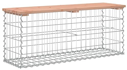 Festnight Gabionenbank Gartenbank Gabionen Bank Sitzbank Parkbank Gabione Steinkorb Gabionen-Gartenbank mit Lehne - Garten-Bank mit Sitzfläche aus Douglasienholz - 103 x 31,5 x 42 cm