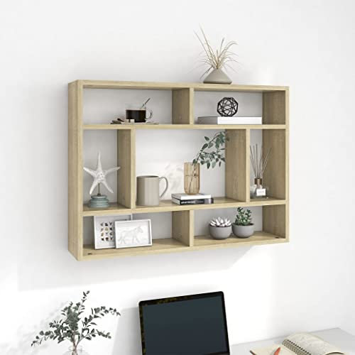 BUKSCYJS Eckregal HäNgend,Regal KüChe,Wand Regalwandregal Sonoma-Eiche 75x16x55 cm Holzwerkstoffgeeignet FüR Wohnzimmer, Schlafzimmer, KüChe, Empfangsraum, Arbeitszimmer