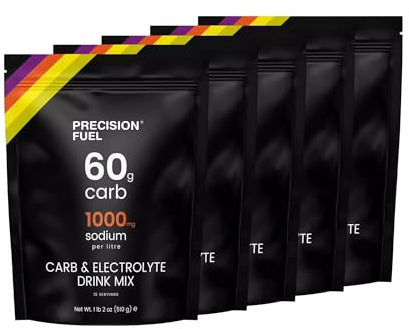 Precision Fuel Carb & Electrolytes Powder Drink Mix - High-Performance Energy Drink, 60g Carbs & 1000mg Sodium per Liter, Vegan, Citrus Flavor - for Intense Workouts & Endurance Sports (2-Pack)