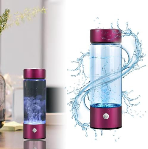 Hydrogen Water Bottle 420ml Hydrogen Generator Water Bottle Real Molecular Hydrogen Rich Water Generator Ionizer Maker Machine Bottle With SPE Chamber Technology Hydrogen Water (Rose Red)