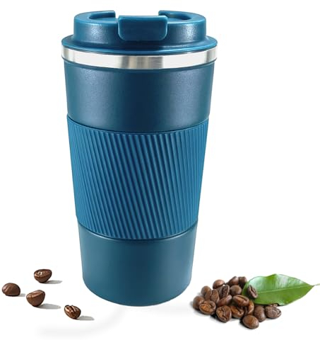 Goodatech Taza de café aislada con tapa, reutilizable, a prueba de derrames, con tapa a prueba de fugas, vasos de café de acero inoxidable al vacío de doble pared, para uso diario en casa, oficina