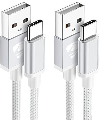 Cable USB vers USB C, [2M+1M/Lot de 2] Cordon USB C Charge Rapide 3A Fil Chargeur Type C Tressé pour Samsung Galaxy S21 S22 S23 S20 S8 S9 S10 A14 A32 A33 A34 A40 A42 A50 A70 A72,Oppo