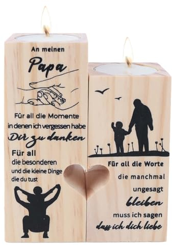 Yumcute Papa Geschenke, Kerzenhalter in Herzform, Geburtstagsgeschenk für Papa, Vatertagsgeschenk für Papa, Weihnachten Kerzenständer Mit Texten Geschenk Beste Papa