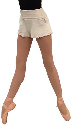 Tacherlia Tanz-Strick-Shorts, hohe Taille, elastische Sport-Shorts, Beige, XS Kurz