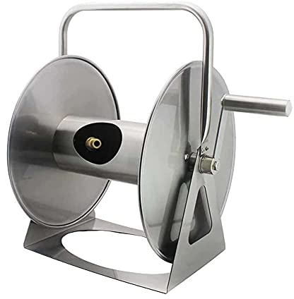 SHOUKAII Tragbarer Wand-Boden-Gartenschlauchhalter, robustes robustes Edelstahl-Wagen-Aufbewahrungsregal for den Außenbereich, 131 Fuß, 1/2 Metall, for Reinigen von Autos und Bewässerung