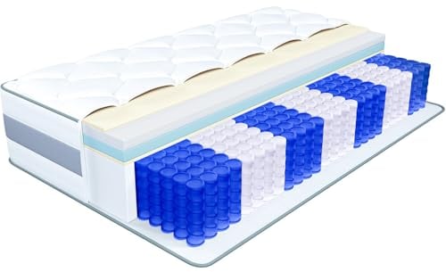 INMOKO Matratze 90x200 cm, Taschenfederkernmatratze Härtegrad H3 und H4, Höhe 25 cm, orthopädische 7 Zonen Matratze