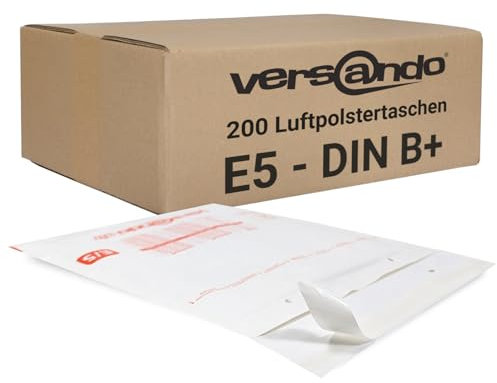 versando 200x E5 Luftpolsterumschläge Innenmaß 220 x 265 mm Außenmaß 240 x 275 mm weiß für DIN B5 / B+