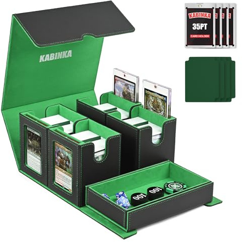 Kartendeck-Aufbewahrungsbox für MTG mit Commander-Display, 5-in-1 Kartenaufbewahrungsbox, passt für mehr als 400 Karten mit doppelter Hülle, herausnehmbares Kartendeck-Etui für TCG-Karten