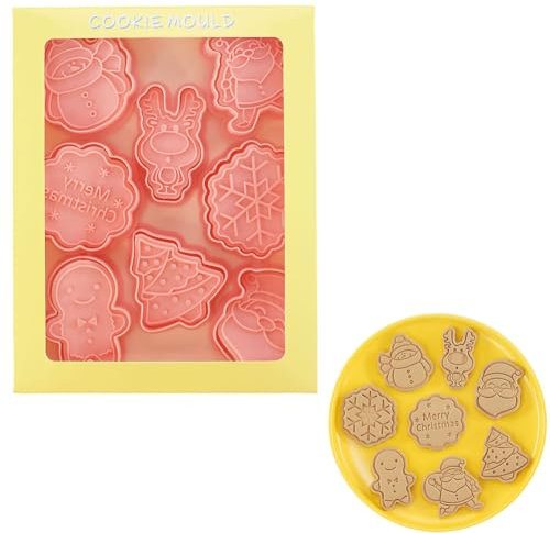 Christmas Moule à Biscuit Emporte 8 Piece 3D Dessin Animé Père Noël Moule Gâteau Biscuit Chocolat Bonbons Moule Réutilisable Christmas Party Supplies