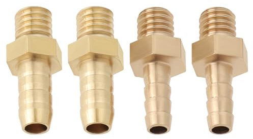 LT Easiyl 4 Connecteurs de Lot de Queue de Tuyau Cannelés en Laiton Métriques M6 X 1,0-4 Mm Et M6 X 1,0-5 Mm pour Adaptateurs de Tuyaux de Piscine Et D'étang Connecteur de Tuyau Cannelé Raccord