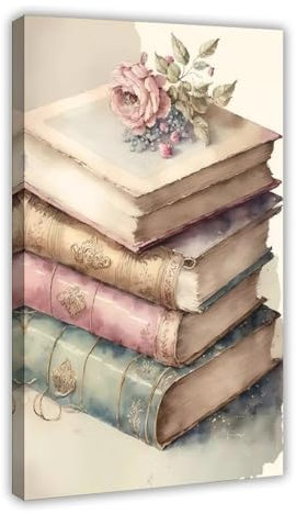 CSESTCGN Bücher lesen, Vintage-Kunstposter, romantisches Kunstposter, Wandkunst, Dekordruck, Bild Gemälde für Wohnzimmer, Schlafzimmer, Dekoration, 40 x 60 cm