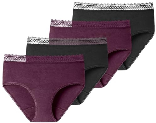 Schiesser - Secret Care - Perioden Panty - 4er Pack (DE/NL/SE/PL, Numerisch, 42, 44, Regular, Regular, 2 x schwarz / 2 x Pflaume)