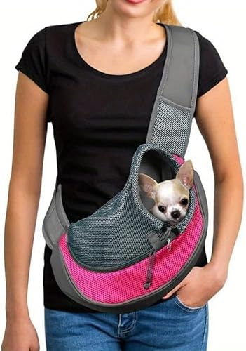 XGOPTS Hundetragetasche Verstellbar Tragetasche Hund bis 5 kg Atmungsaktiv Tragetuch Hund Outdoor Hundetasche für Kleine Hunde Katzen Rosa